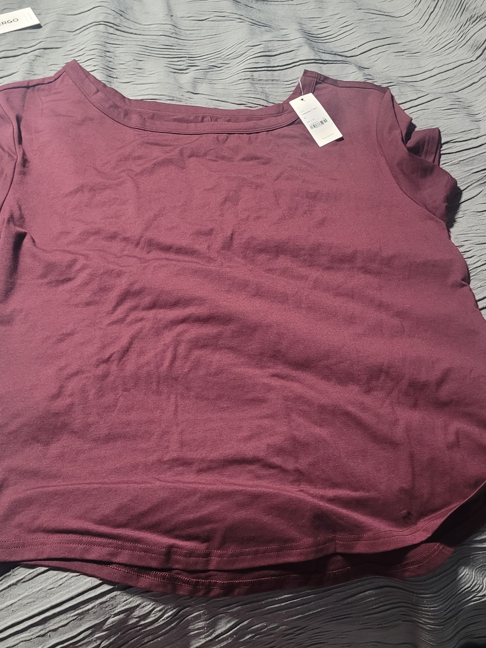 Boatneck Short Sleeve Tee in Plum - Women's Casual Top